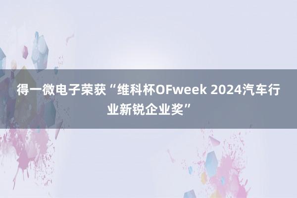 得一微电子荣获“维科杯OFweek 2024汽车行业新锐企业奖”